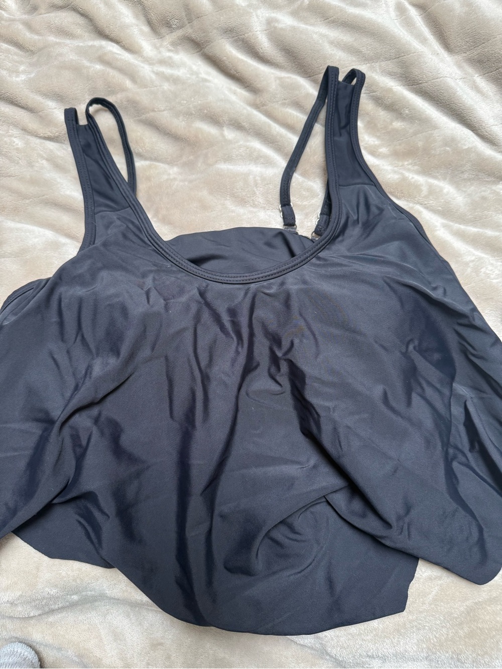 Amazon Women Swim Black Flowy Tankini Top
